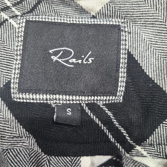 Rails Button Up Hunter Shirt Top Women's Small Black White Plaid Collared Soft - Picture 3 of 5